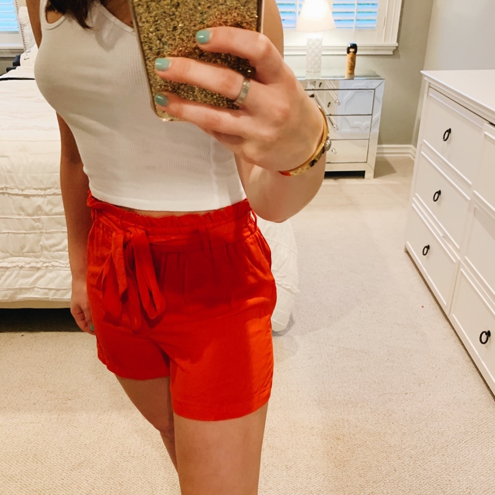 Red Flowy Shorts - Picture 2 of 4